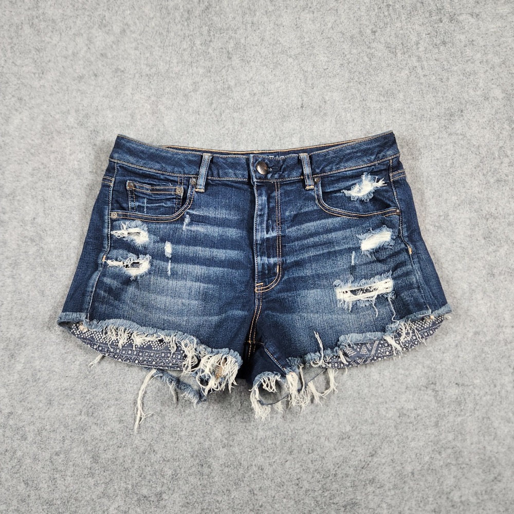 American Eagle Outfitters Distressed Dark Blue Denim Jean Shorts